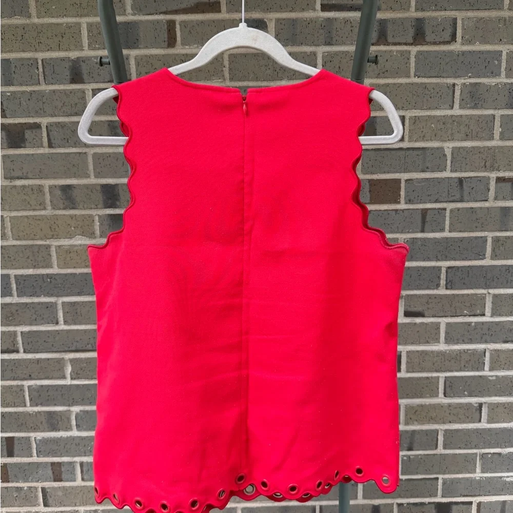 J.Crew Red Scalloped Blouse - Picture 2 of 4